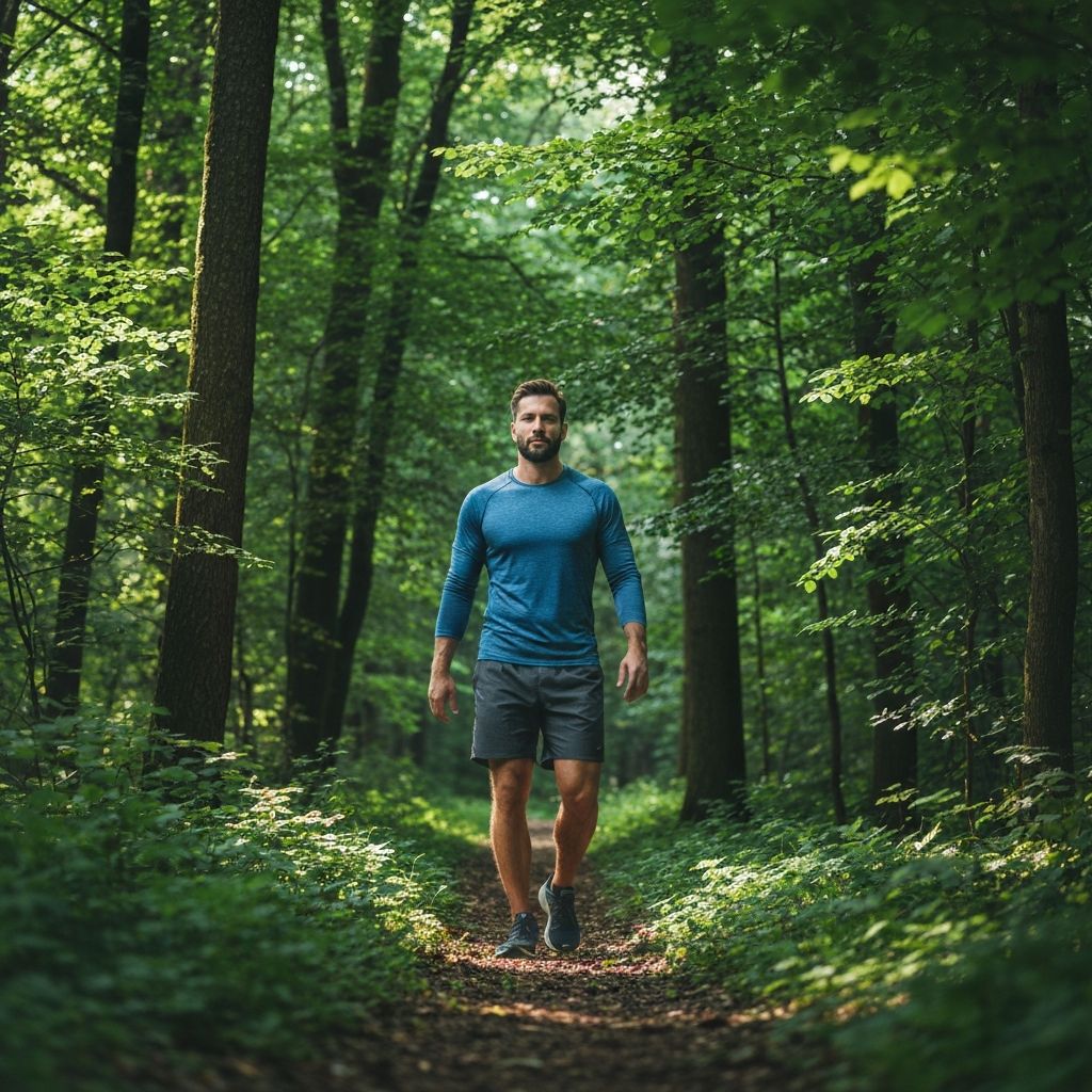 Man enjoying active outdoor wellness activities